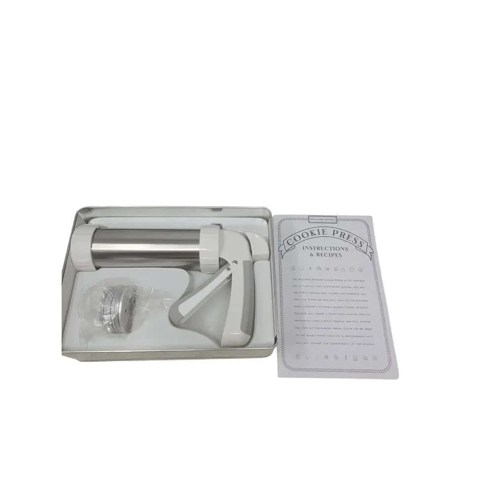 NEW Williams Sonoma Cookie Press 18 Discs Stainless Manual Baking Christmas